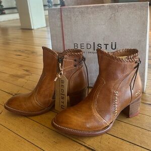 BED|STU Tan Leather Ankle Boots